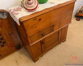 Antique Lift Top Commode Pine Dry Sink