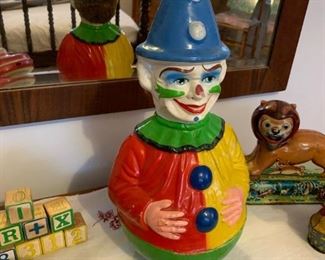 Early 1900's Paper Mache Roly Poly Clown