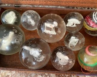 Large Antique Marbles with SULFIDE Figures