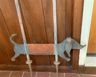 Antique Dachshund Metal Yard Art Boot Scrapper