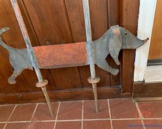 Antique Dachshund Metal Yard Art Boot Scrapper