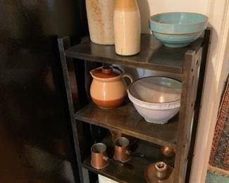 Mission Style Three Tier Bookcase with Stoneware