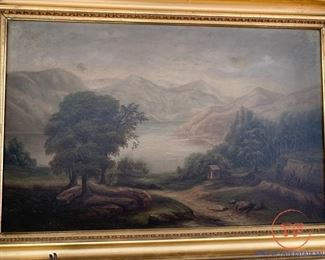 Antique Landscape Oil on Canvas
