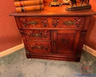 Eastlake Spoon Carved Small Cabinet