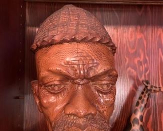 Large Hand Carved African Bust