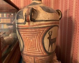 ZUNI Pottery Heartline Deer Polychrome Seed Pot