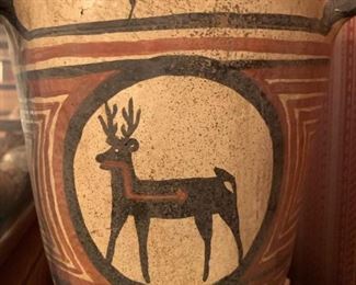 ZUNI Pottery Heartline Deer Polychrome Seed Pot
