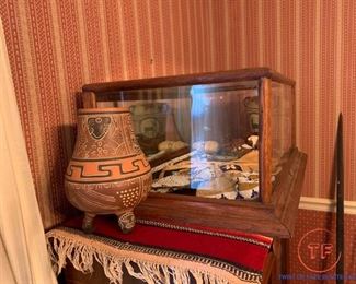 Antique CHAS BODACH Retail Counter Display Case with Native American Items