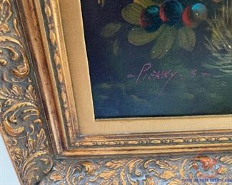Signed PIERRY Original Oil on Canvas Framed Still Life