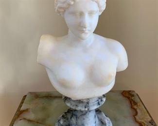 In The Style of Venus De Milo Italian Marble Female Bust