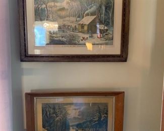 Framed Currier and Ives Lithographs