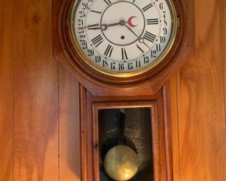 Antique ANSONIA Drop Octagon Calendar School House Clock
