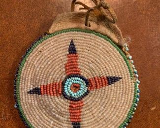 1911 Plains Native American Small Beaded Pouch