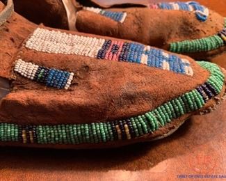 Early Plains Native American Beaded Moccasins
