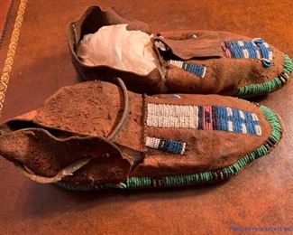 Early Plains Native American Beaded Moccasins