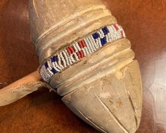 1800's Beaded Handled War Club - Discovered Chadron, Nebraska, 1899
