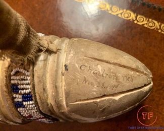 1800's Beaded Handled War Club - Discovered Chadron, Nebraska, 1899