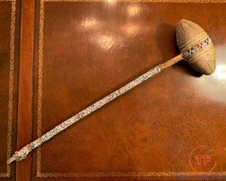 1800's Beaded Handled War Club - Discovered Chadron, Nebraska, 1899