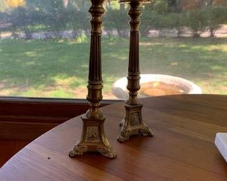 Antique Brass Religious Candle Stick Stands