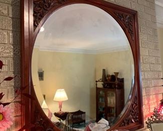 Eastlake Style Hand Carved Wood Framed Mirror