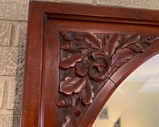 Eastlake Style Hand Carved Wood Framed Mirror