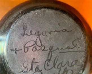 Signed LEGORIA TAFOYA & PASQUAL TAFOYA Santa Clara Pueblo Carved Pot