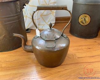 Antique Early 1800’s English Dovetailed Copper Tea Kettle WITH Large Acorn Finial
