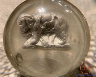 Large Antique Marbles with SULFIDE Figures - ELEPHANT