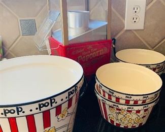 Popcorn Dish Set, 6 Piece/ Nostalgic Popcorn Popper... It's Movie TIME!!!