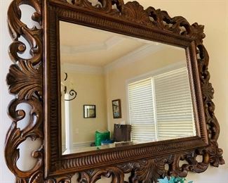 Solid Wood Framed Beveled Wall Mirror, Large Scale