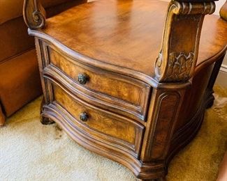 Drexel Side Table, with Drawers and Glass Top, One of Two