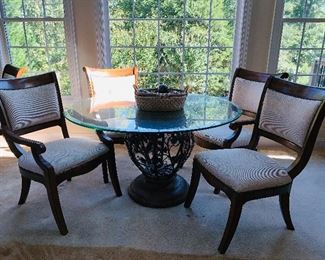 Drexel Glass Top Pedestal Table, Six Chairs Sold Separately