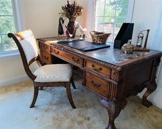 Hooker, Marble Top Executive Desk, Chair sold Separately