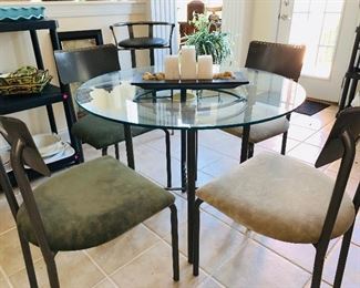 Industrial Style,  5 Piece Glass Top Dinette