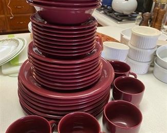 Cranberry colored everyday dish set