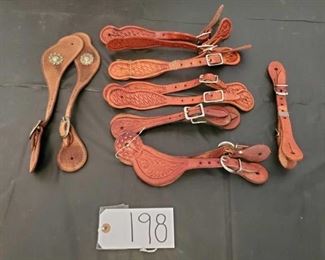198
Seven sets of Leather Spur Straps that have never been used.
Seven sets of Leather Spur Straps that have never been used. Some have some silver conchos.