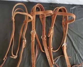 165
Three New 1" Harness Leather Brow band Headstalls
Three 1" New Harness Leather Browband Headstalls. In new condition