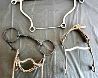141
Two Cowboy Curbs, a Ring Snaffle and a Hackamore Bit
Two Cowboy Curbs, a Ring Snaffle and a Hackamore Bit