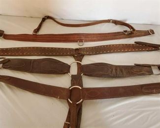 400
Four Cowboy Breast Collars Galore
4 Breast Collars Galore. Nice used harness leather breast collars. One has buck stitching. Some parts are missing.