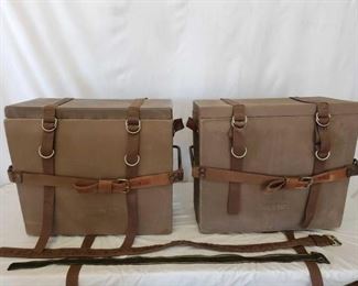 338:
Set of Pack Panniers in Steel Frame Box Holders. Yellowstone Montana
Back Packing Set of Pack Panniers in Steel Frame Box Holders for sawbuck
21" x 22" x11"
Ralide-West
Yellowstone, Montana
Makers mark