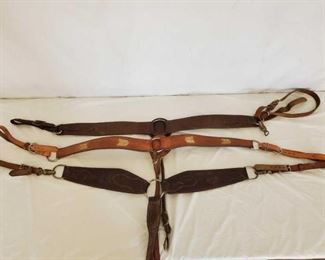 361
1-Jones Leather, Turlock Ca Breast Collar and 2 Harness Leather Breast Collars
1-Jones Leather, Turlock Ca Breast Collar and 2 Harness Leather Breast Collars