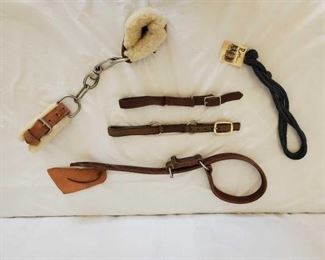 368
Harness Leather, Chain and Nylon Hobbles all in one lot
4-Leather, Chain and Nylon Hobbles all in one lot
1-JT Hanks Caldwell, Idaho harness Leather Hobble