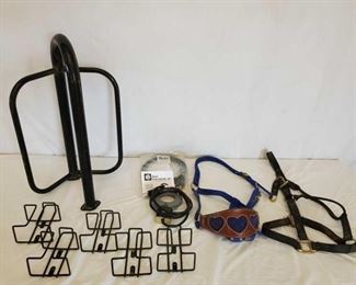 372
Farm Innovators, Inc and Ritchie Trough Heaters, Salt Racks, Halters and a Hanging Saddle Rack
Farm Innovators, Inc and Ritchie Trough Heaters, Salt Racks, Bronc Halter with Leather noseband featuring Blue heart cutouts on Blue Nylon Halter and Black Nylon Halter and a Hanging Saddle Rack all in one lot