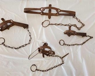 103
1- Bear Trap and 3- Animal Traps
1- Bear Trap and 3- Animal Traps
Some traps have their makers mark on them
Some Victor Traps