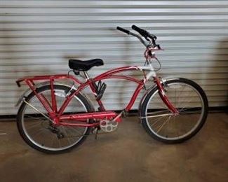 99
Bright Red Schwinn Bicycle
Bright Red Schwinn Bicycle
Adult size bike 26" (Tire and Rim Measurement)
Aluminum tubing
Grip shift max
Point Beach
No air in tires
Gel Seat
2 Cup Holders
Cargo Rack on Rear Tire
Model S4852WM
Pacific Cycle
Date ESD03JG