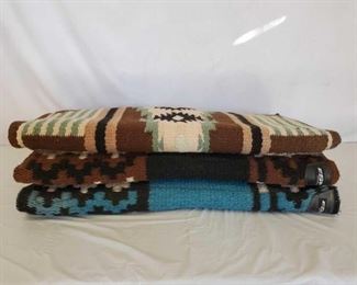 389
2 Classic Equine ESP Contour Pads and 1 Maytex Pad
1-Classic Equine ESP Contour Pad 33x38 turquoise, black, white and black wear leathers
1-Classic Equine ESP Contour Pad 33x38 chocolate brown, black, cream with black wear leathers
1-Mayatex 33x38 Pad chocolate brown, mint, black, cream with brown wear leathers