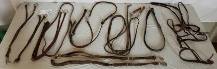 525
Training Lot Full of Cavasons, Martingales
Great training lot full of leather cavasons, various types of martingales both leather and nylon in great working condition. Leather straps for tie downs.