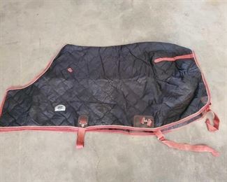 528
Great Lot of Horse Blankets
Lot of 4 Horse Blankets it includes:
1- Rockin' SP By Smart Pak Horse Blanket Size 78, Needs repair on rear leg straps but otherwise great condition.
1- SS Schneiders Adjustable Fit Size 80, in like new condition.
1- SS Schneiders Adjustable Fit Size 78, in good using condition. Previous Repairs done, see pic.
1- Big D Horse Sheet in good using condition.