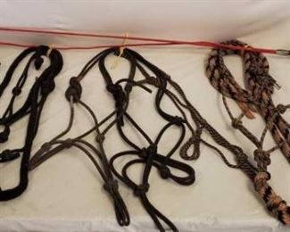 534
Lot of Halters both Knotted Rope and Nylon
Lot of Horse Halters, great for the BARN or extras to have on hand for the horse trailer that includes:
3- Knotted Rope Halters WITH Lead Ropes
3- Knotted Rope Halters WITHOUT Lead Ropes
2- Lead Ropes
1- Lunge Whip