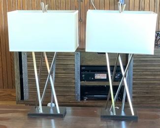 2pc Pacific Coast Contemporary Table Lamps PAIR 30x17x9in HxWxD